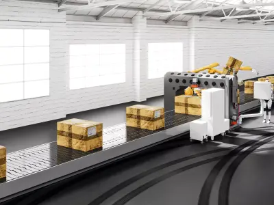 3D Model of Conveyor Belt Robot Replacement Production Line 3D model