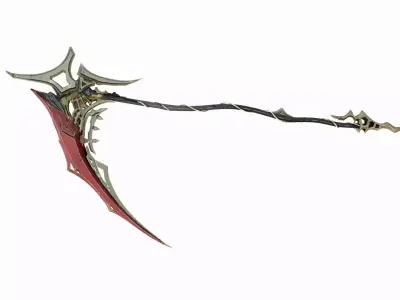 Magical weapon Golden Reape Scythe 3D model