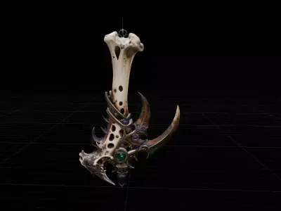 Ornate Bone Dagger - Dark Fantasy Ritual Blade Low-poly 3D model
