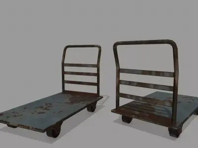 Trolley metal hand cart Low-poly 3D model
