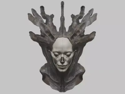 Fantasy Monolith Woman head figure bust Low-poly 3D model