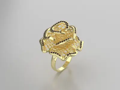 rose ring with diamonds 3D print model