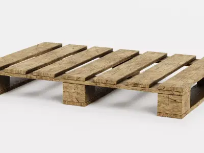 Pallet V4 - Weathered Wooden Shipping Platform 3D model