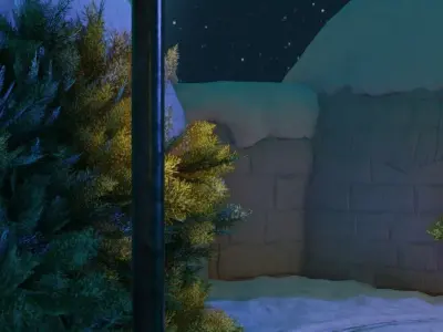 Winter Village At Dusk 3D model