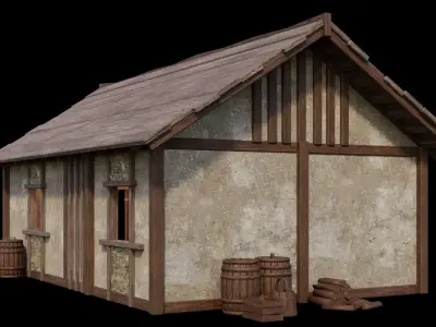 Medieval House 01 - 4K Textures Game Ready Low-poly 3D model