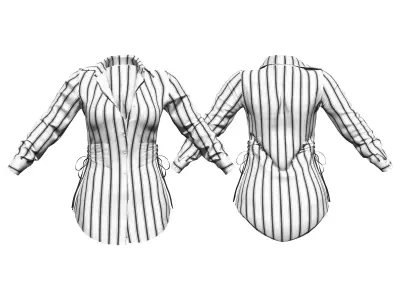 Open Chest Corset Waist Striped Shirt Top Jacket Low-poly 3D model