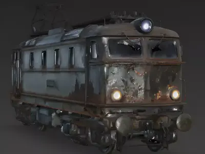 Realistic Vintage Electric Locomotive 3D Model Low-poly 3D model