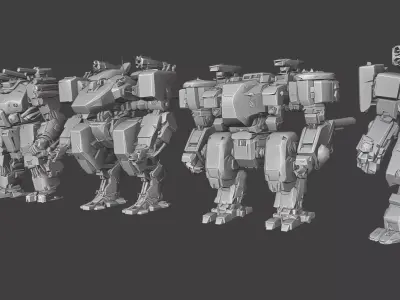 Cyberpunk Combat Mechs LowPoly Low-poly 3D model