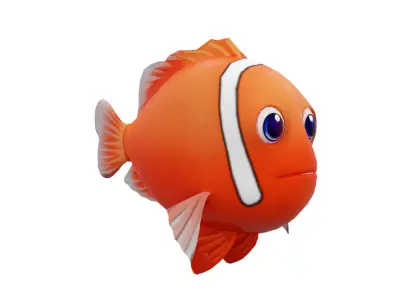 Tomato Clown Fish Cartoon  Animated Low-poly 3D model