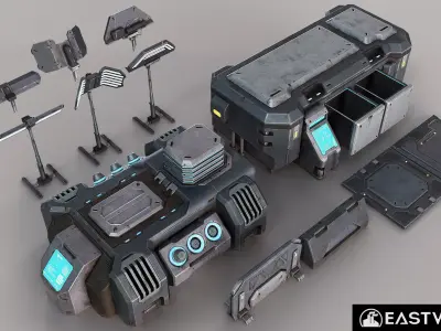 Sci-Fi RTS Props Pack 01 Low-poly 3D model