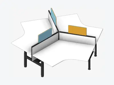 Desk - Cluster - Officetec - Angular - 120 Deg - Adjustable Low-poly 3D model