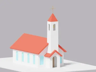Low Poly Cartoon Simple Church 3D model