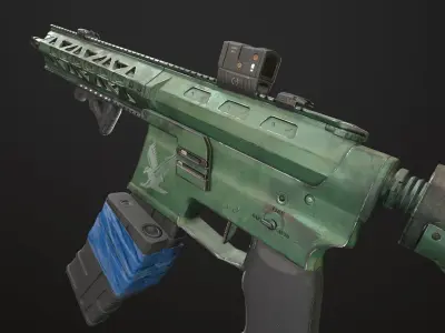 Game ready rifle ar-15 Low-poly 3D model