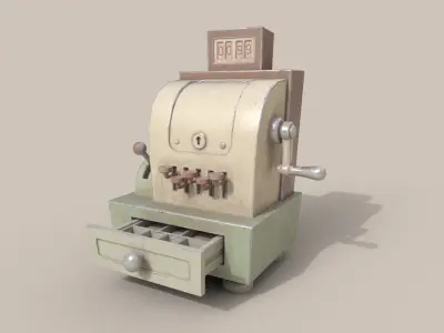 Stylized Cartoony Cash Register - 2 color schemes Low-poly 3D model