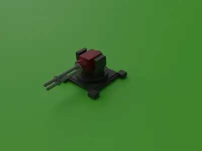 Low poly turret lego gun Low-poly 3D model