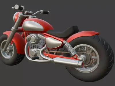 Cartoon Red Motorcycle 3D Model 3D model order