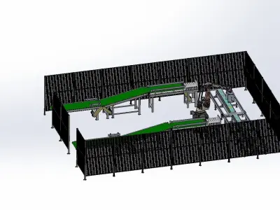 Mechanical hand material production line  3D model