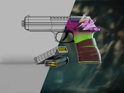 stylized Glock    Low-poly 3D model Low-poly 3D model