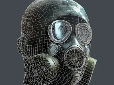 Gas mask helmet 3d model military combat Low-poly Low-poly 3D model 10