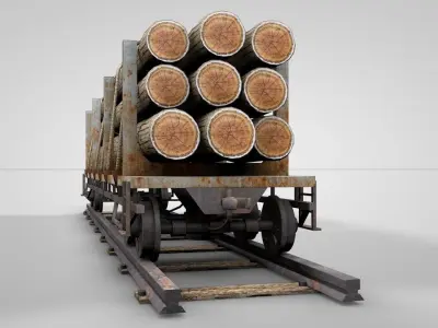 Flat Log Wagon 3D model