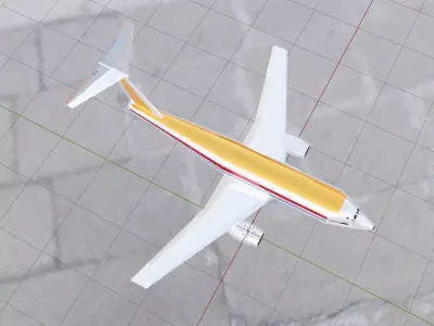 Fictional Twin Engine T-Tail Jetliner F29 Inspired Low-poly 3D model