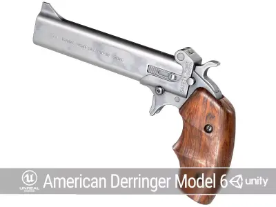 PBR American Derringer Model 6 Low-poly 3D model