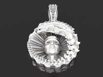 Iced-Out Alien Facehugger Diamond Pendant 3D Model 3D print model