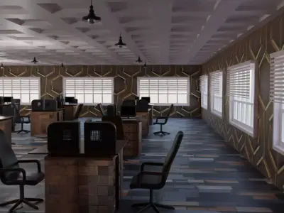 Office Interior Low-poly 3D model