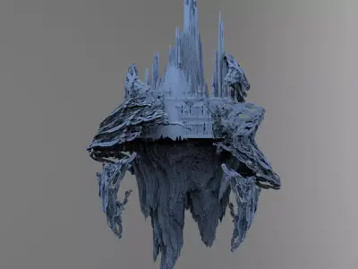 Fantasy underworld mountains base 3D model