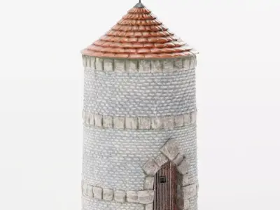 Castle Tower - Medieval Stone Turret Low-Poly Game Asset Low-poly 3D model