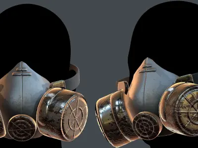 Gas mask helmet 3d model scifi Low-poly Low-poly 3D model Low-poly 3D model shop