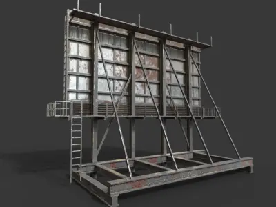 Rooftop Billboard model Low-poly 3D model