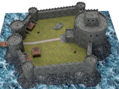 Castle on island 3D model