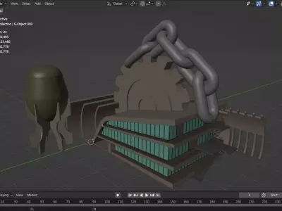 Persian Fortress Hotel Low-poly 3D model
