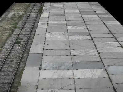 industrial ground railway concrete slabs photogrammetry 3D model