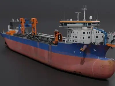  Hopper Dredger Vessel  Low-poly 3D model