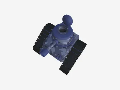 War Tank Cartoon A08 Blue Camouflage - Military Vehicle Low-poly 3D model