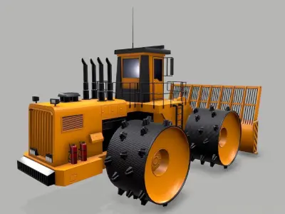 Industrial Vehicle Waste Dozer Low-poly 3D model