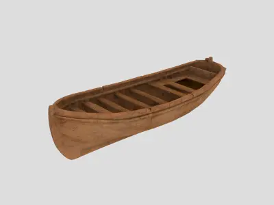 Traditional wooden rowboat Low-poly 3D model