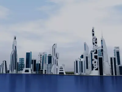 Sci Fi City Free low-poly 3D model