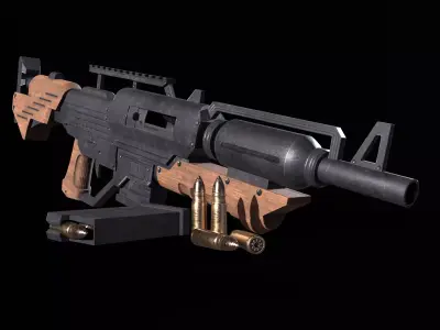 Assault Rifle PBR Low-poly 3D model