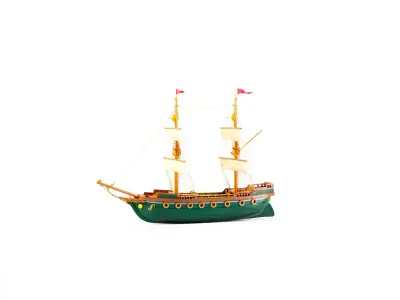 Elegant Green Sailboat model pack Low-poly 3D model