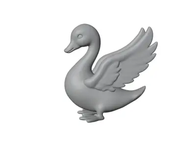 Swan Watercolor Rigged 3D model
