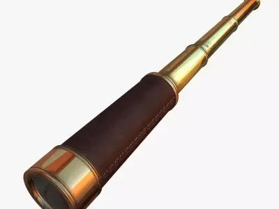 Spyglass golden cannon Low-poly 3D model