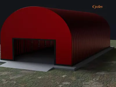  Hangar red metal Free low-poly 3D model