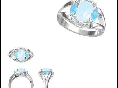 JCD Format Antique color stone rings jewelry cad cam masters 3D print model