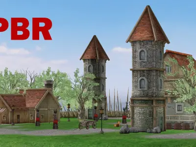 Modular Medieval Village - Blender Project Low-poly 3D Model Low-poly 3D model purchase