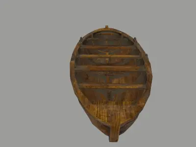 boat 3 wooden Low-poly 3D model