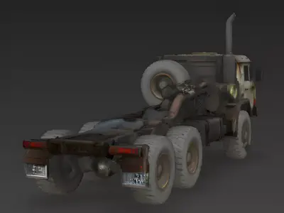 Realistic Wrecked Military Truck Chassis 3D Model Low-poly 3D model