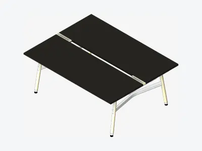 Desk - Timberline - Workstation - Dbl - Side - 2 - Person - Low Low-poly 3D model